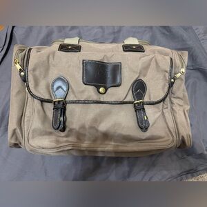 Beige Eddie Bauer & Ford Canvas-like Leather Accent Weekender Travel Gym Duffle